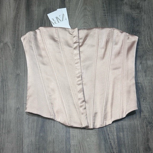 Zara Cream Strapless Corset Top M - Picture 4 of 6